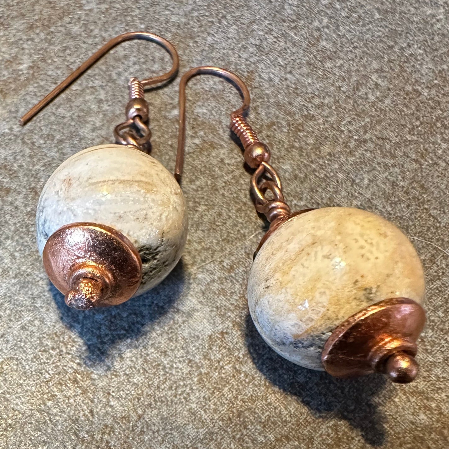 Fossil and Boulder Opal Earrings