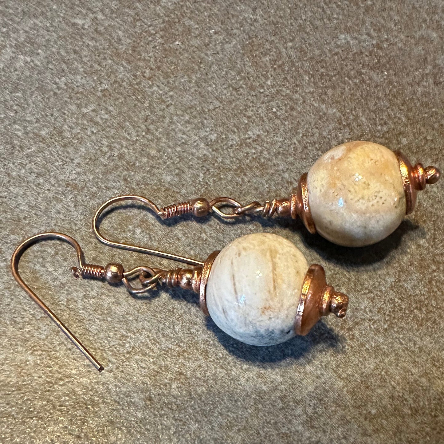 Fossil and Boulder Opal Earrings