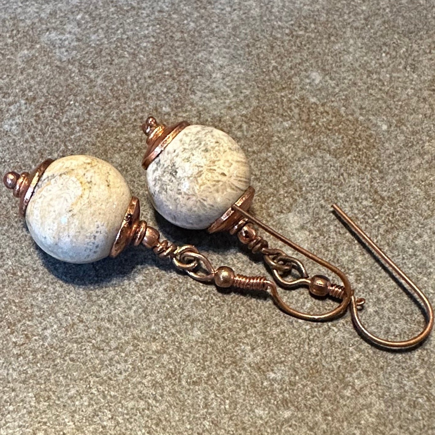 Fossil and Boulder Opal Earrings
