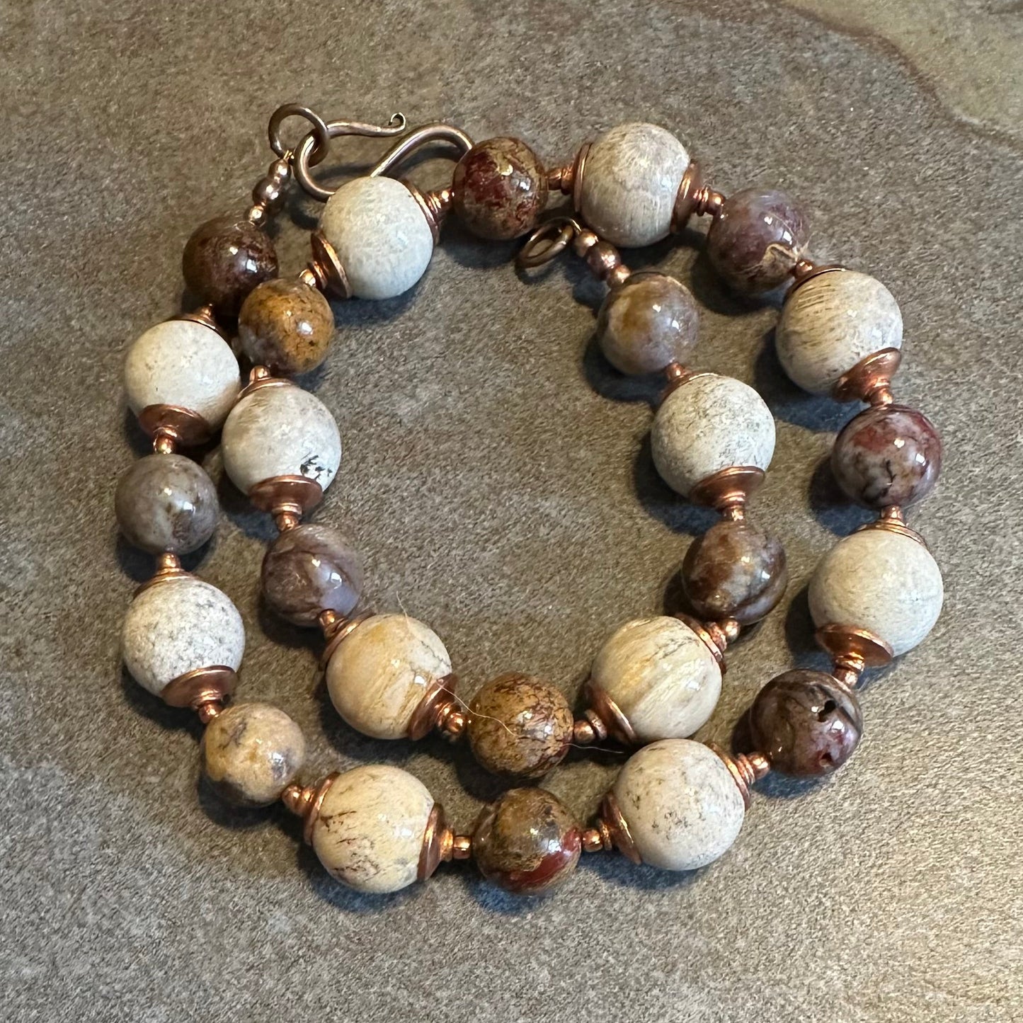 Fossil and Boulder Opal Necklace