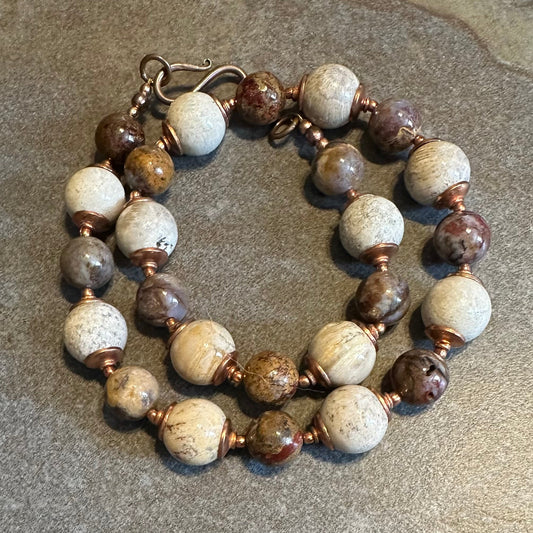 Fossil and Boulder Opal Necklace